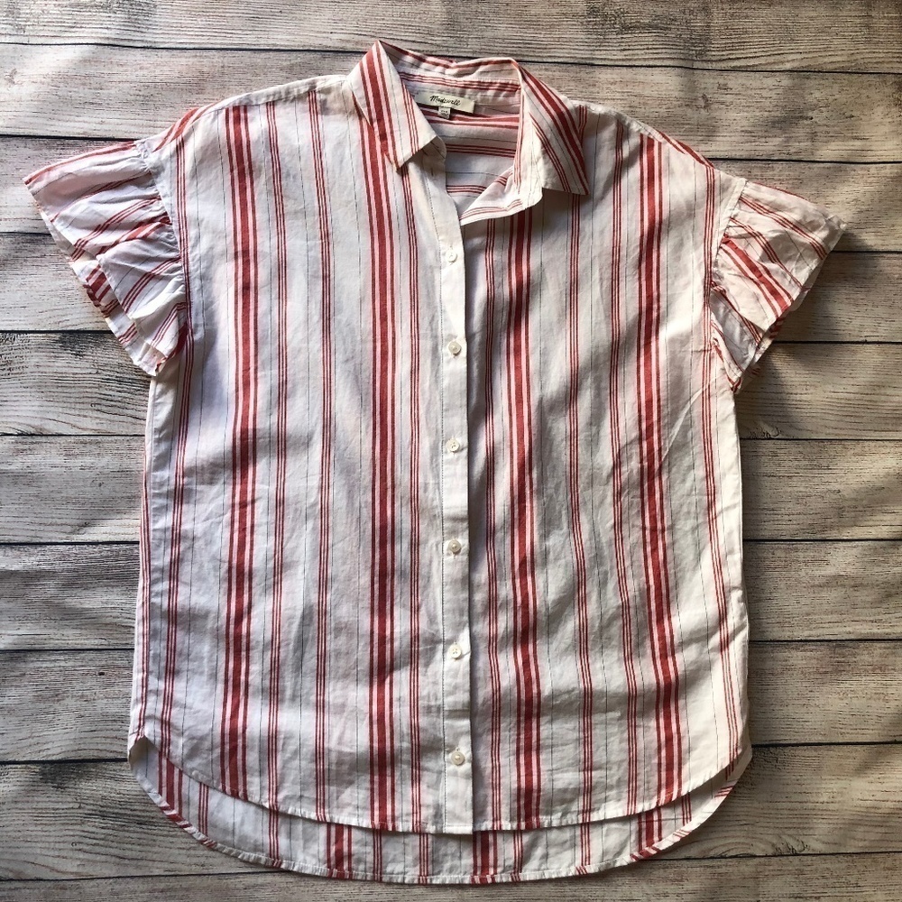 NWOT Madewell Central Ruffle-Sleeve Shirt Size XXS